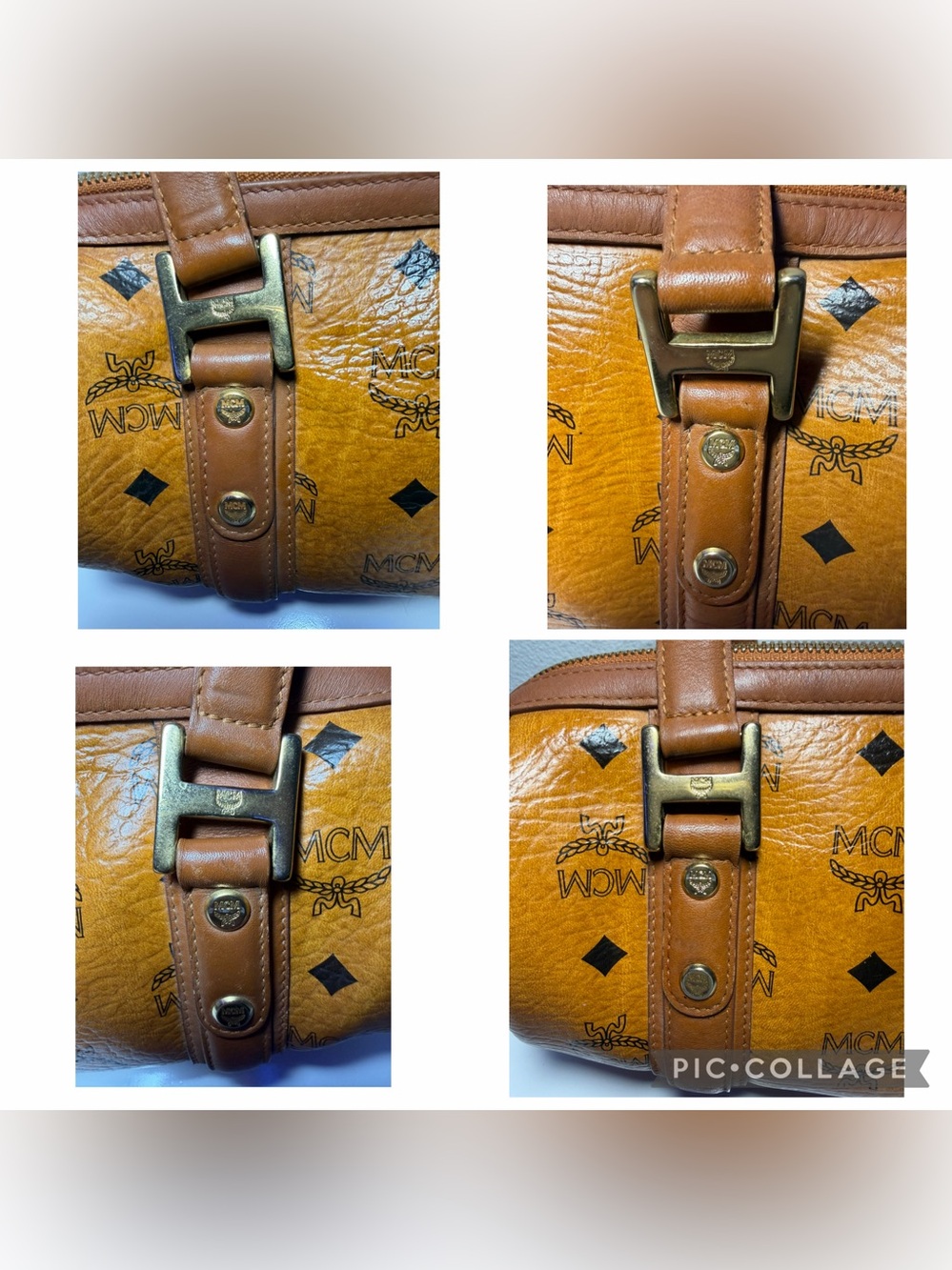 COA included - MCM Cognac Visetos Papillon Shoulder Bag with Black Monogram - Picture 5 of 16